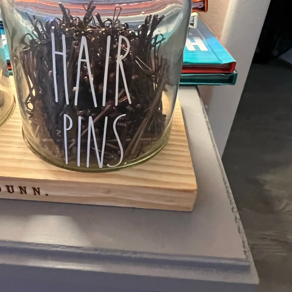 Rae Dunn Glass Jar with Bobby Pins